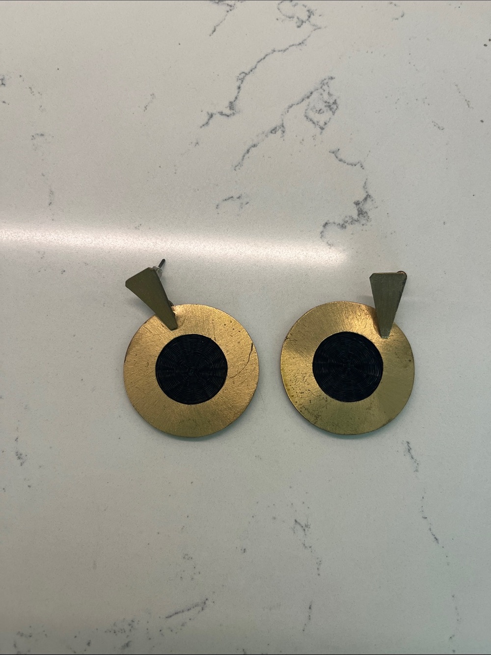 Statement Bronze and Black Round Drop Earrings